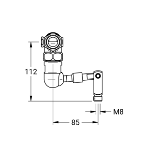 Maßzeichnung NOVALAB toggle valve, Artikelnummer: 87 1008 02 35